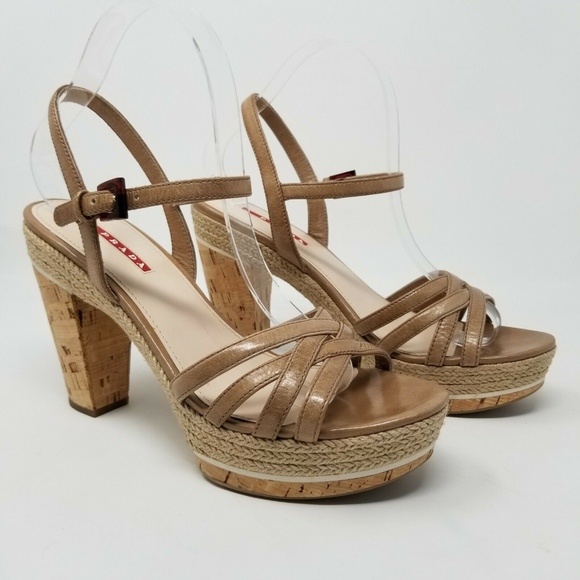 Prada Shoes - Prada Open Toe Cork Platform Sandals